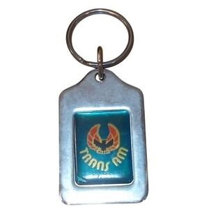 Vintage Pontiac Trans Am Keychain Firebird Screaming Chicken Logo Metal Fob Blue